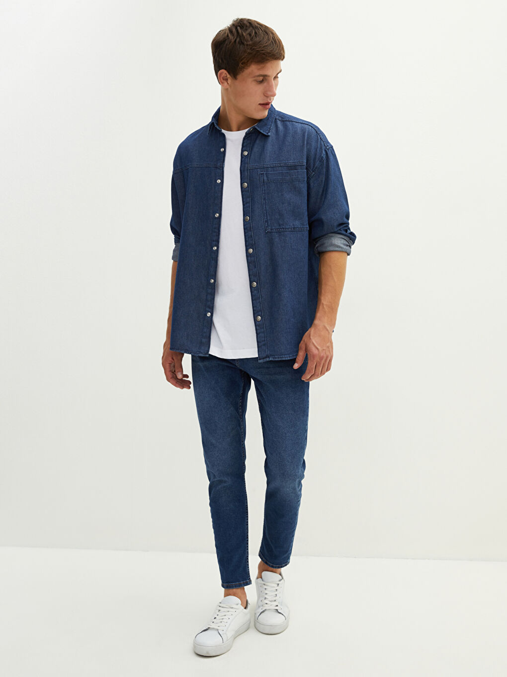 XSIDE Oversize Langarm Herren Jeanshemd -W14954Z8-309