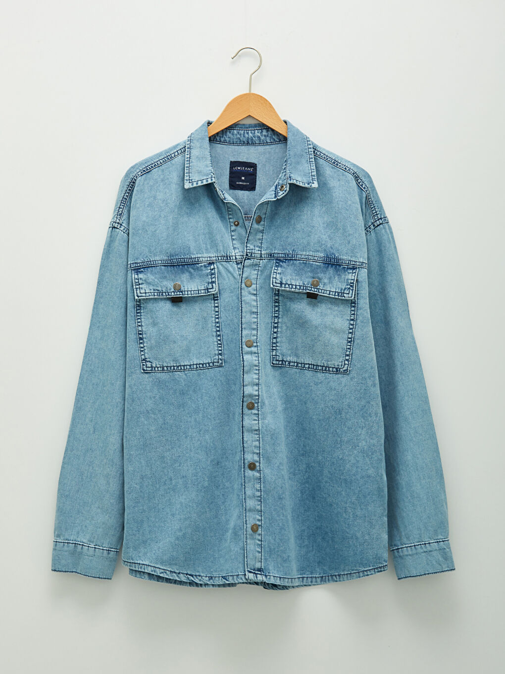 Джинсовая Рубашка Мужская Оверсайз С Длинным Рукавом-6