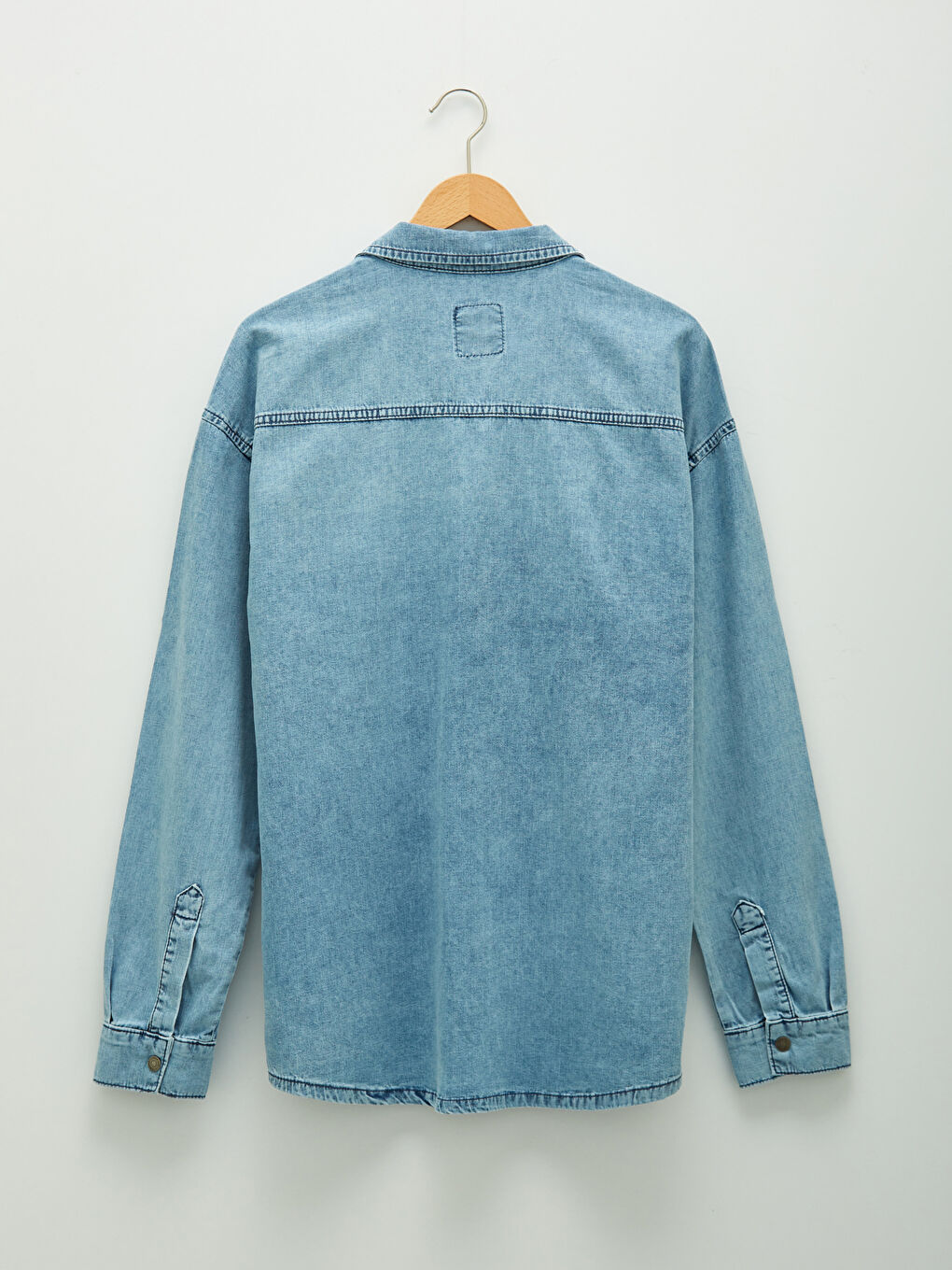 Джинсовая Рубашка Мужская Оверсайз С Длинным Рукавом-7