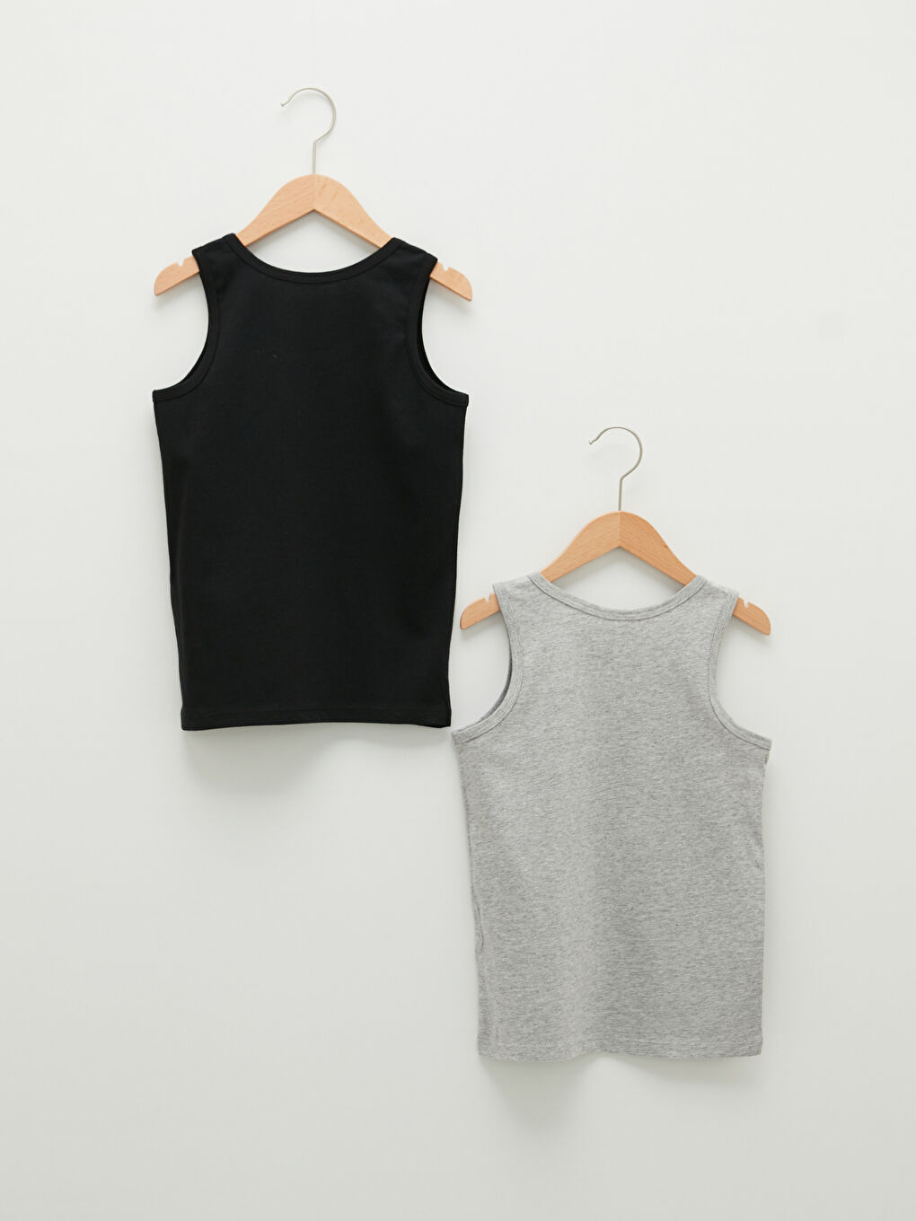 Siyah Bisiklet Yaka Basic Pamuklu Erkek Çocuk Atlet 2'li-1