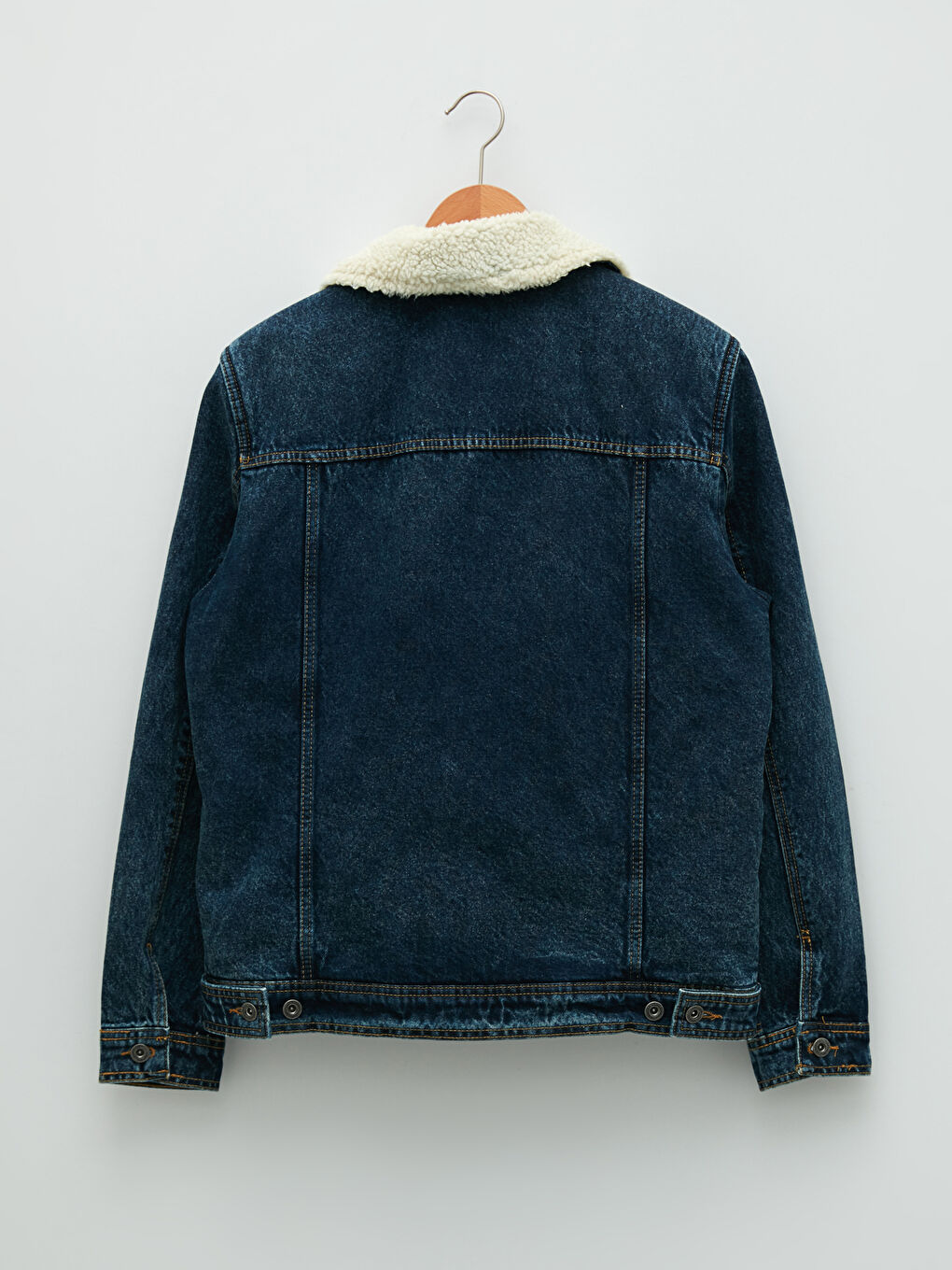 Regular Fit Collared Neck Men's Denim Coat-6