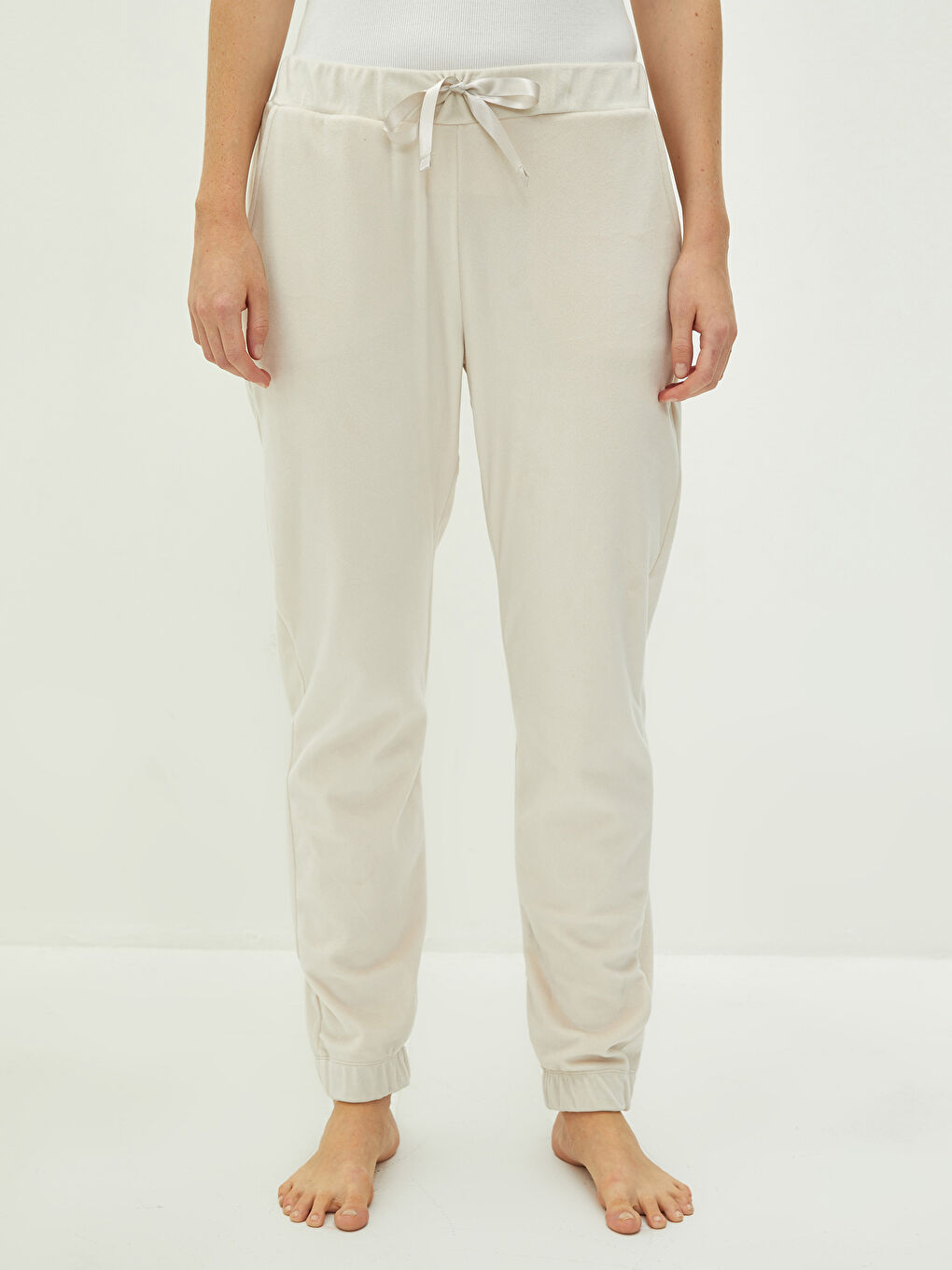 Beli Lastikli Düz Cep Detaylı Kadın Pijama Alt-3
