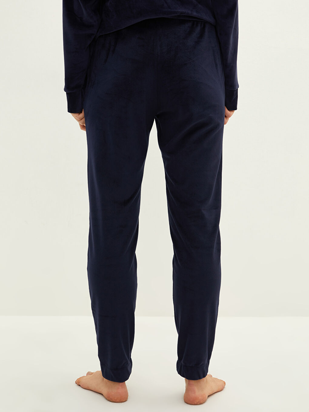 Lacivert Beli Lastikli Düz Cep Detaylı Kadın Pijama Alt-3