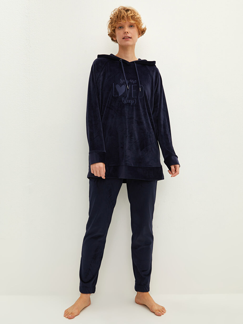 Lacivert Beli Lastikli Düz Cep Detaylı Kadın Pijama Alt