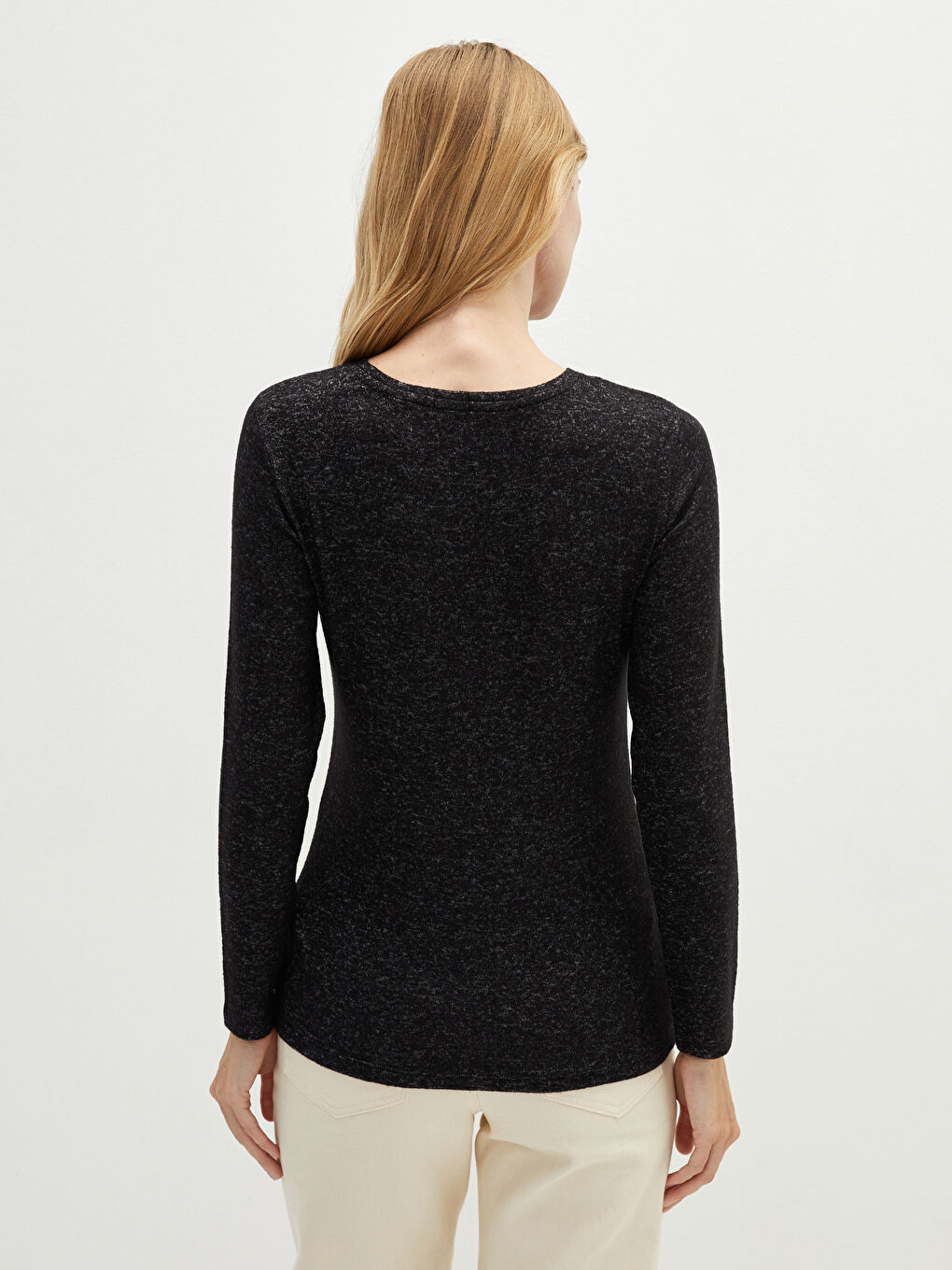 Crew Neck Plain Long Sleeve Women's T-Shirt-4