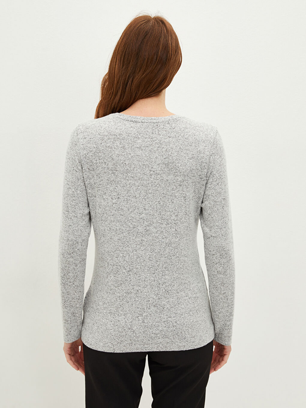 تيشيرت كم طويل سادة بياقة دائرية للسيدات-6