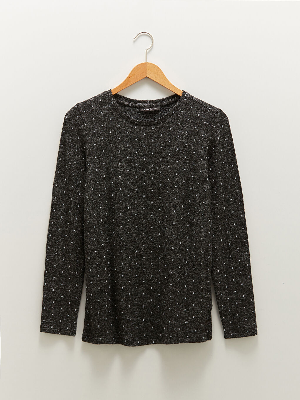 LCWAIKIKI Basic Crew Neck Polka Dot Long Sleeve Women's T-shirt -W14996Z8-LQ9