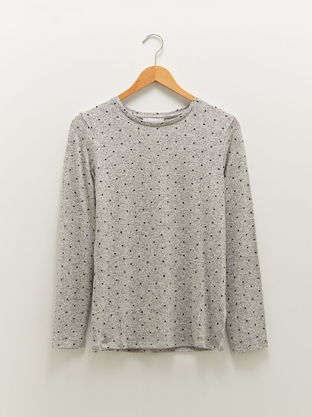 Crew Neck Polka Dot Long Sleeve Women's T-shirt-5