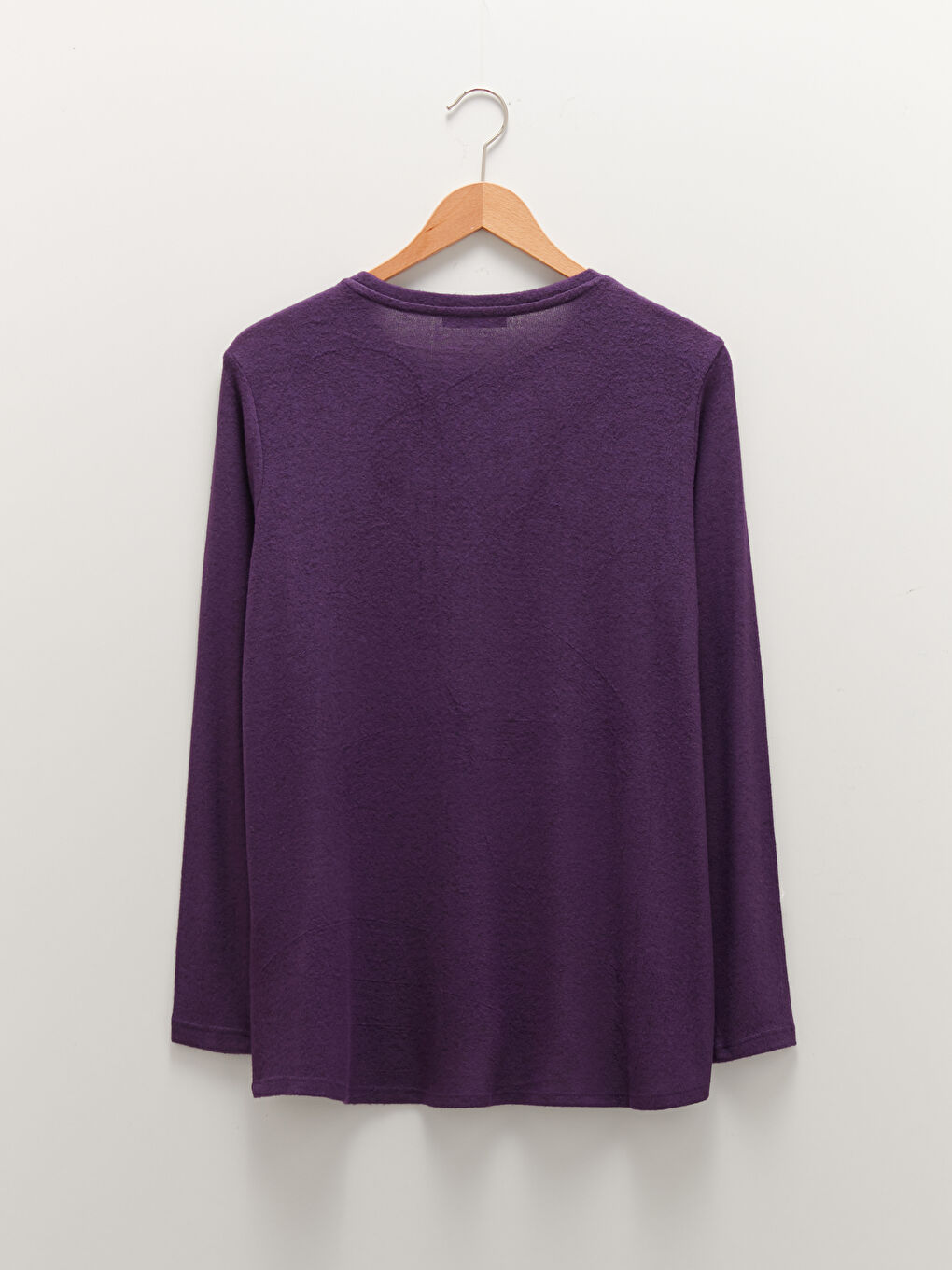 Футболка Женская С Длинным Рукавом И Круглым Вырезом, Однотонная-6