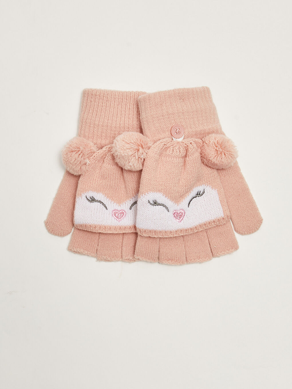 Girl Animal Figured Covered Knitwear Gloves