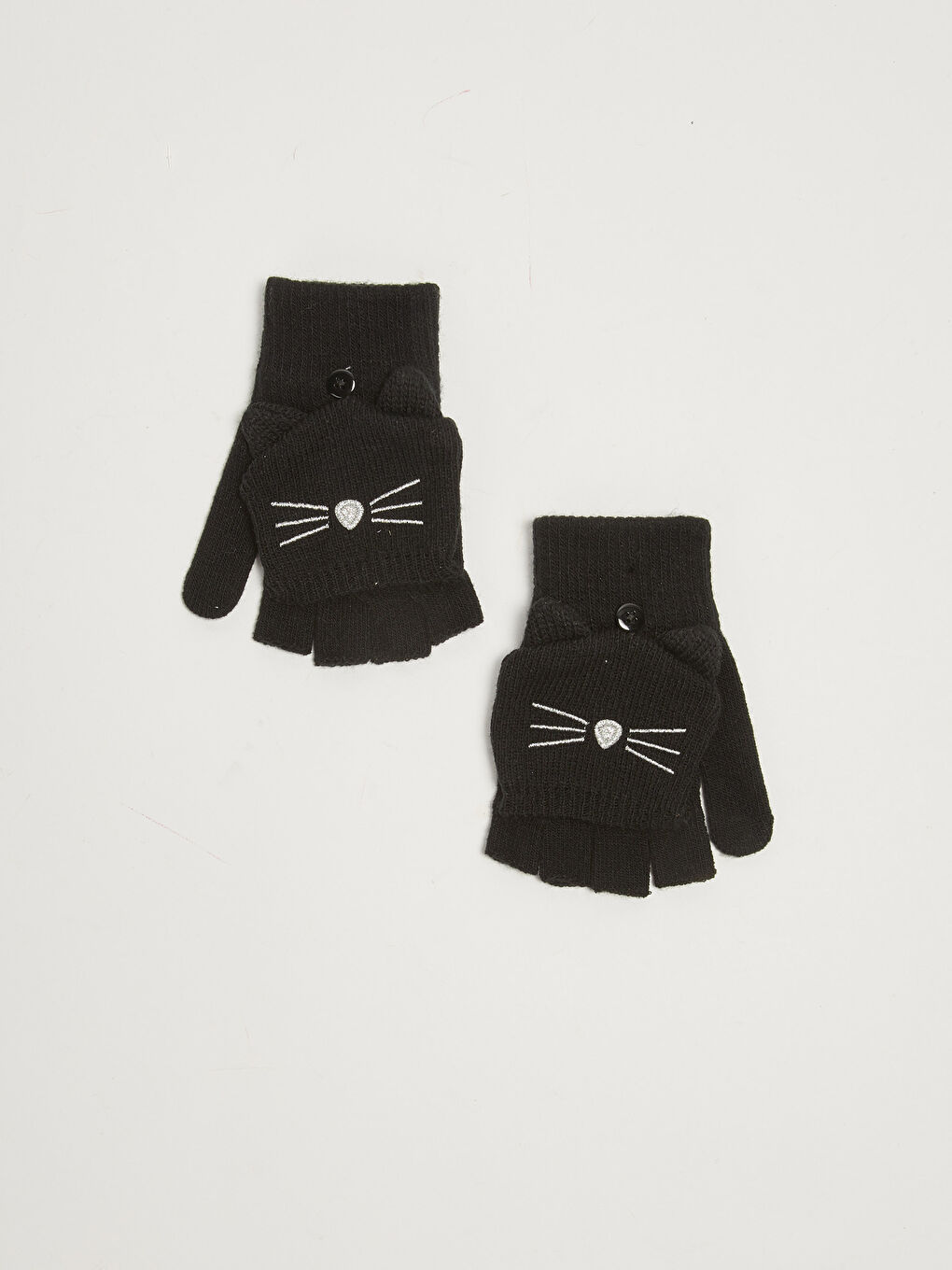 Girl Tricot Embroidered Covered Gloves