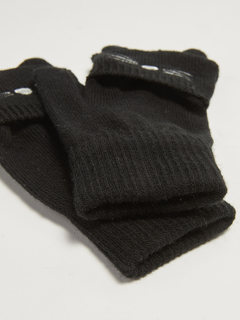 Girl Tricot Embroidered Covered Gloves-1