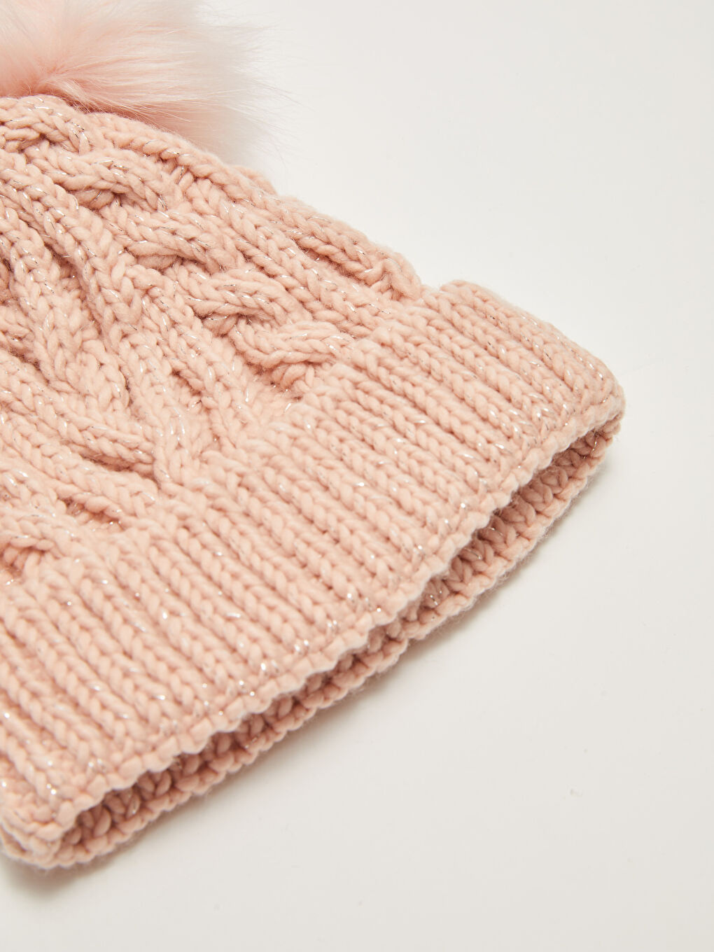 Pembe Ponponlu Kız Çocuk Triko Bere-1