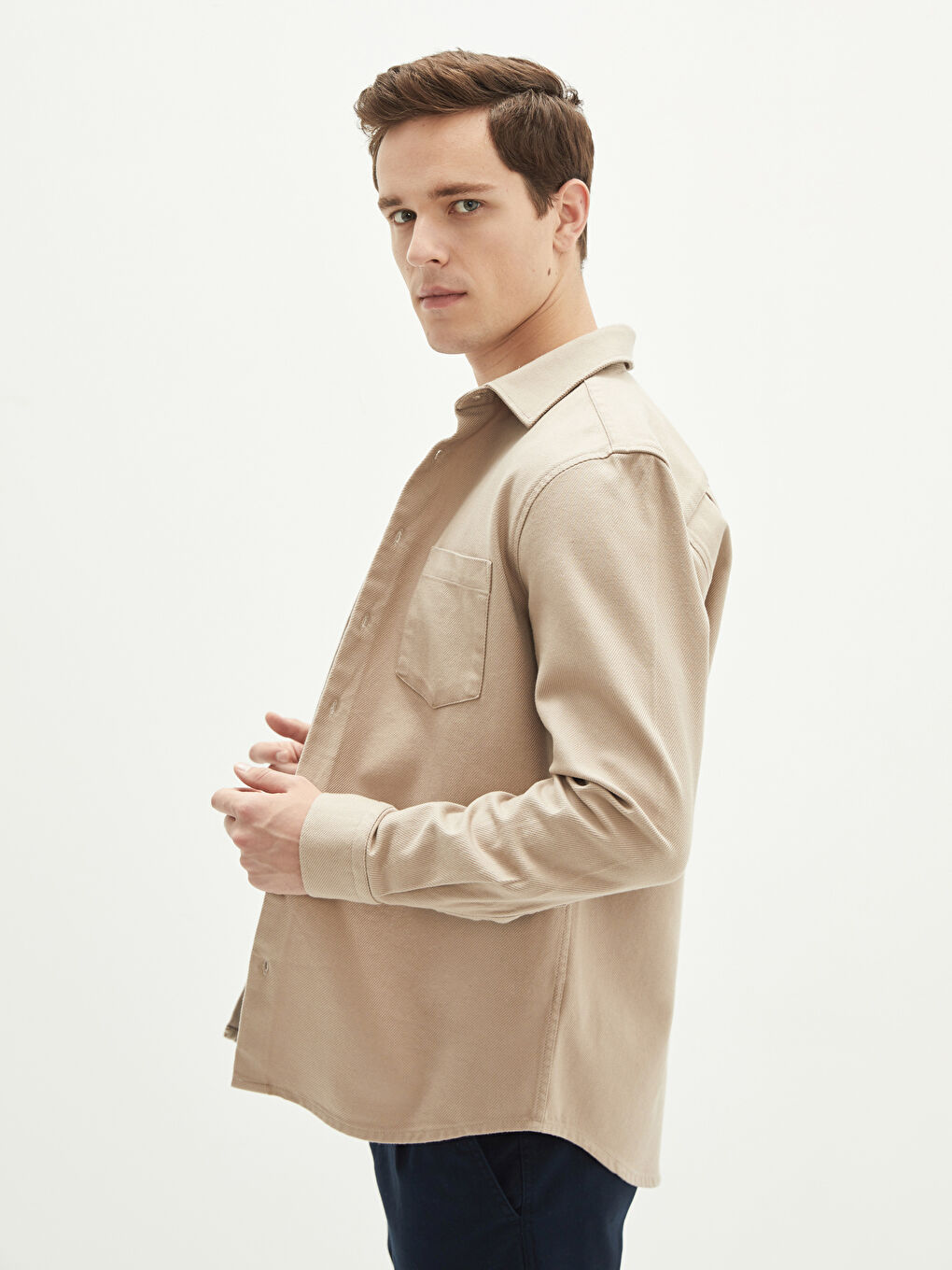 LCWAIKIKI Basic Regular Fit Long Sleeve Gabardine Men's Shirt -W15034Z8-RSG