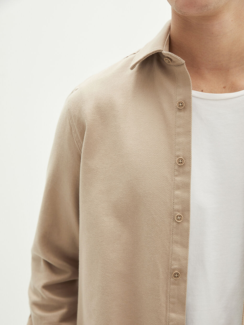 LCWAIKIKI Basic Regular Fit Long Sleeve Gabardine Men's Shirt -W15034Z8-RSG