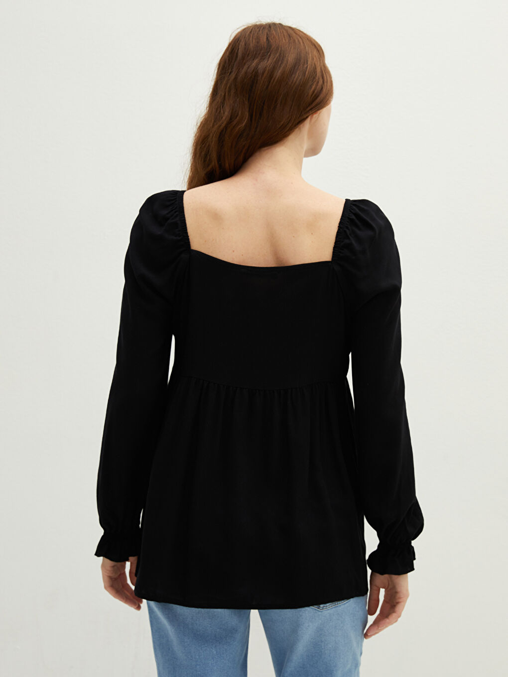 Blouse de maternité en viscose à manches longues et col carré-5