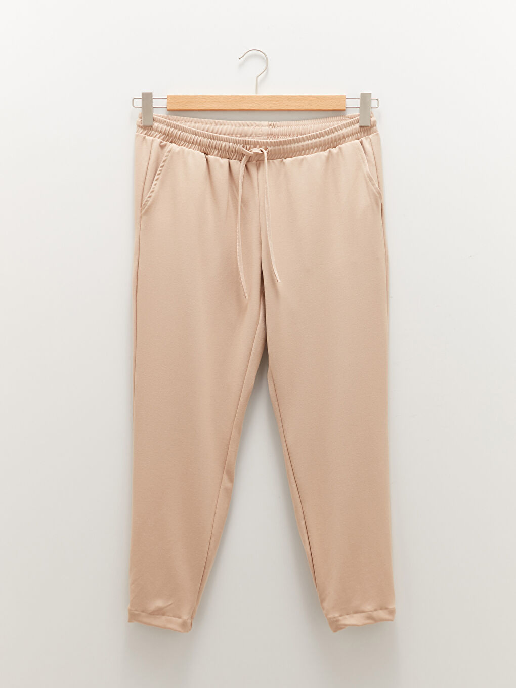 Elastic Waist Straight Pocket Detailed Gabardine Maternity Harem Pants-9