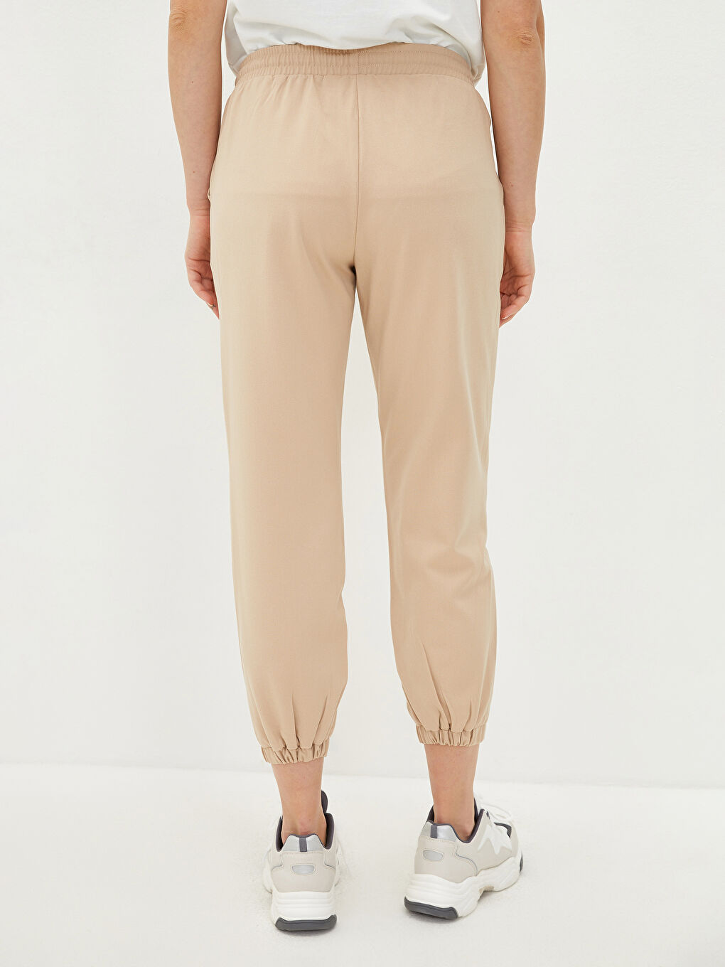 Elastic Waist Straight Pocket Detailed Gabardine Maternity Harem Pants-8