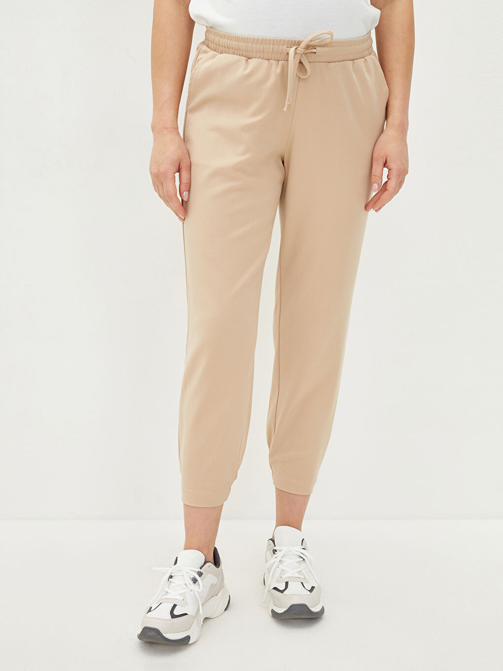 Elastic Waist Straight Pocket Detailed Gabardine Maternity Harem Pants-6