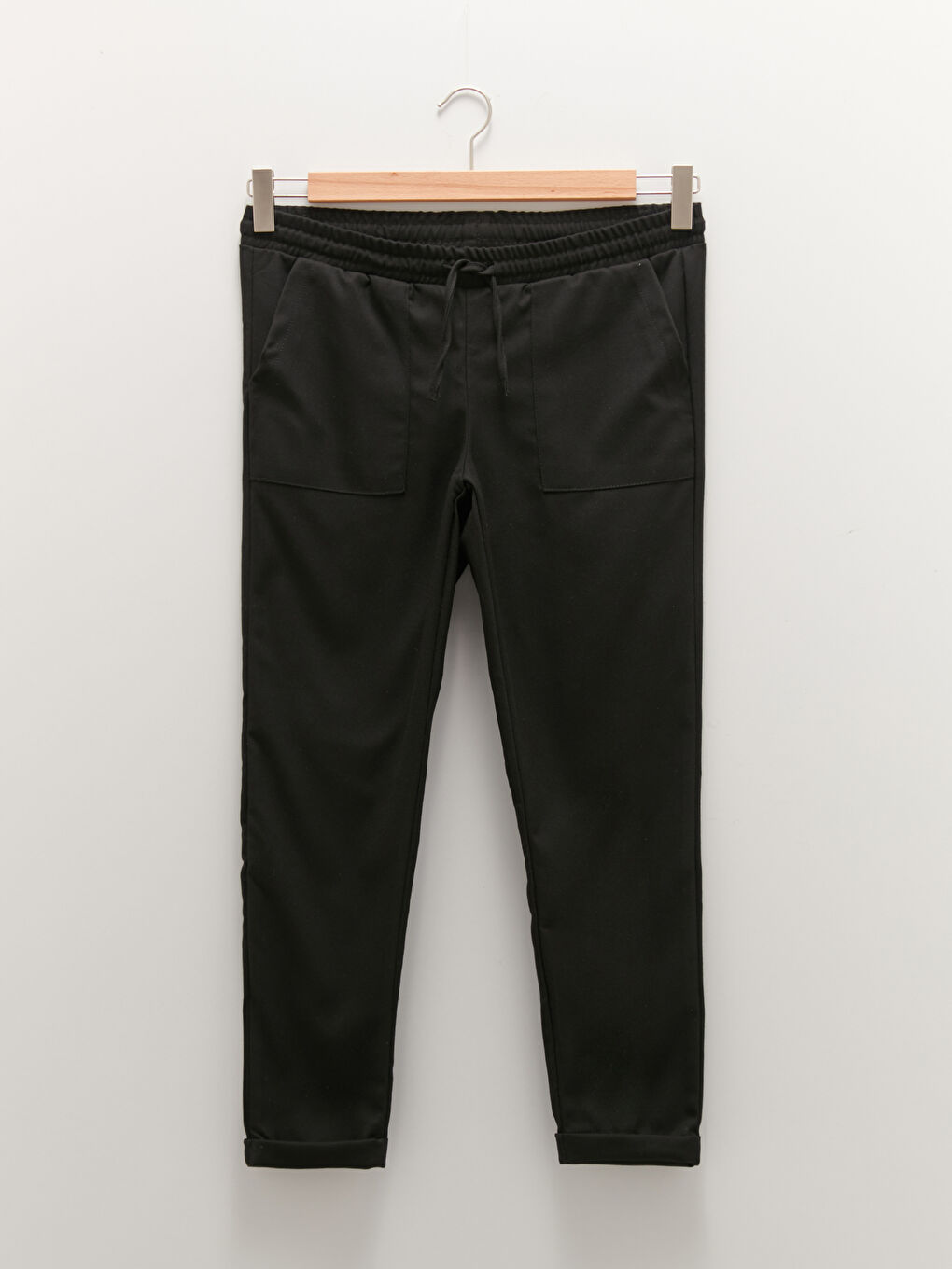 Siyah Beli Lastikli Düz Cep Detaylı Gabardin Hamile Pantolon-5