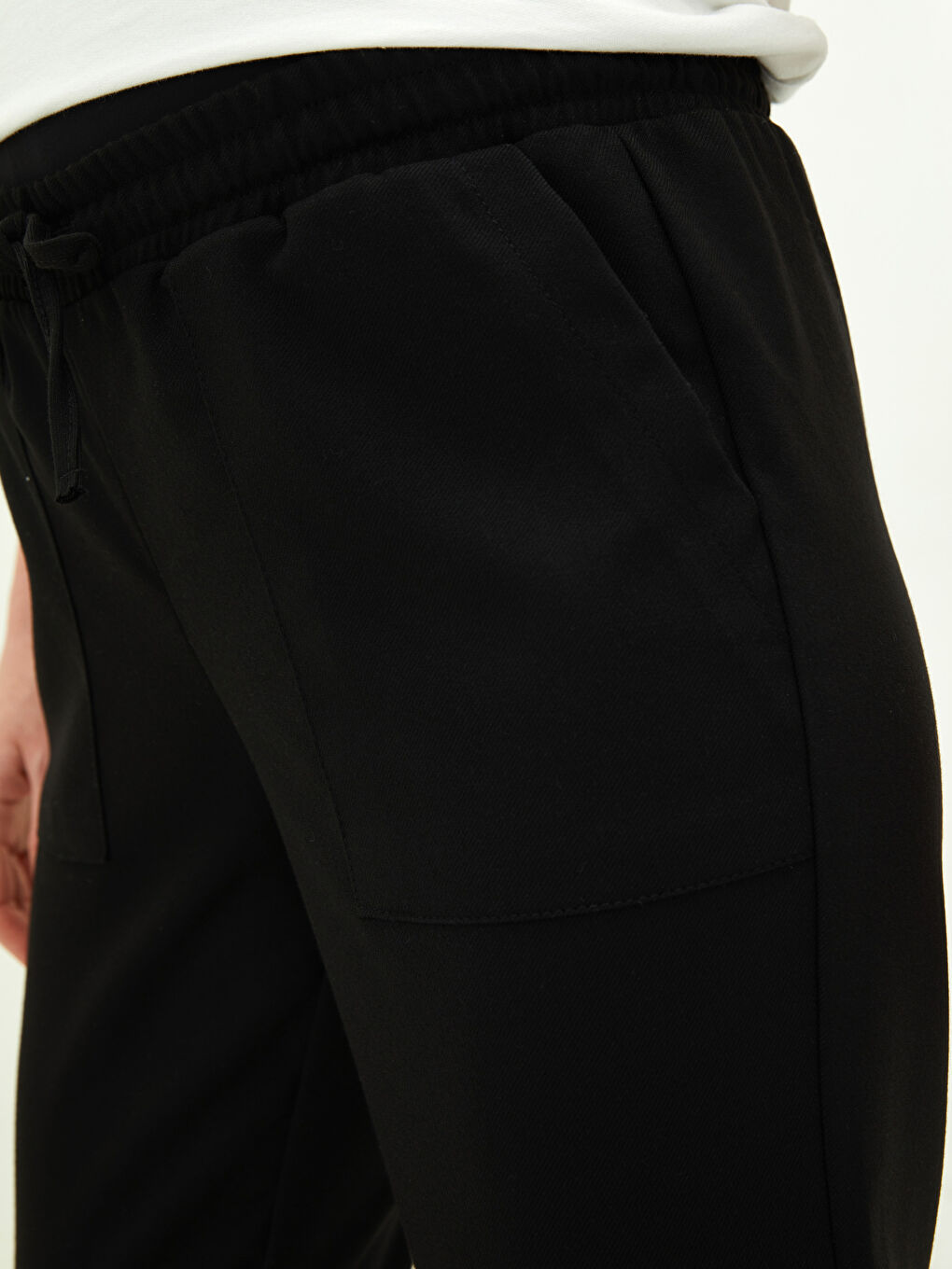 Siyah Beli Lastikli Düz Cep Detaylı Gabardin Hamile Pantolon-3