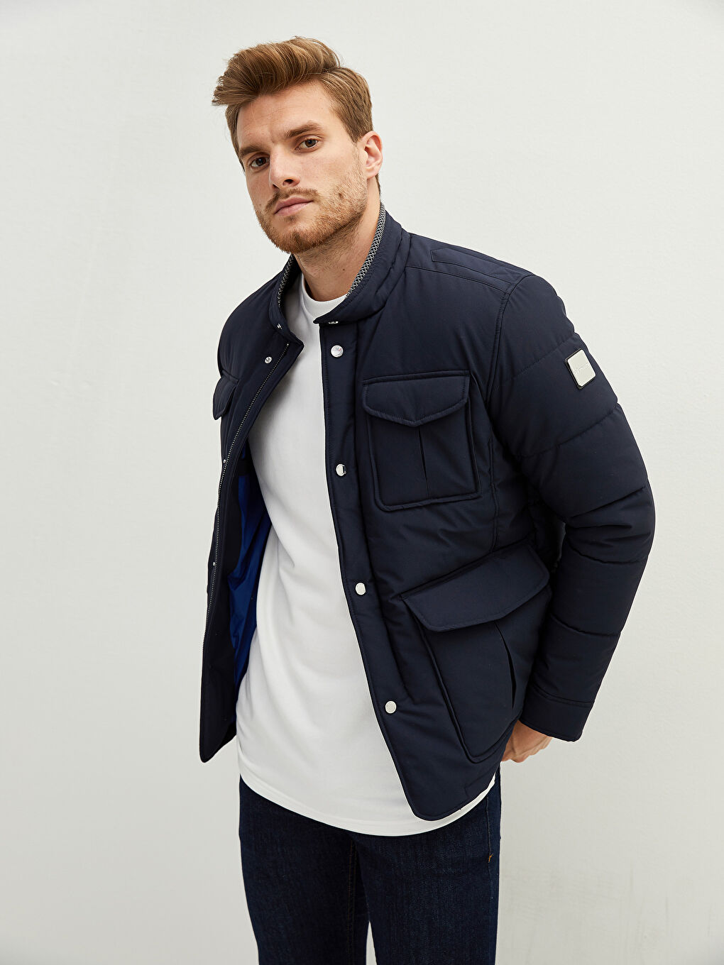 Standard Fit Turtle Neck Thick Men's Coat-5