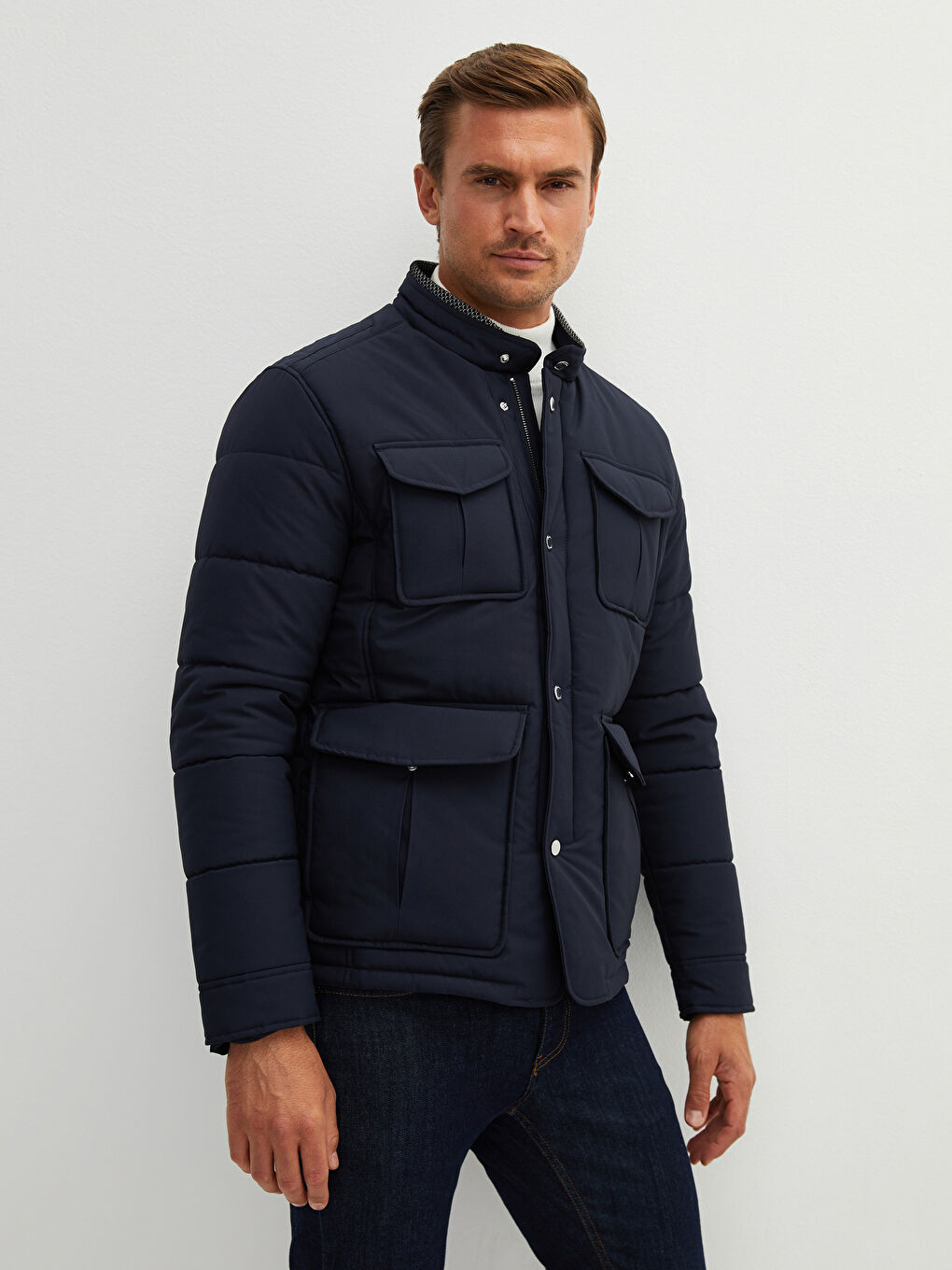 Standard Fit Turtle Neck Thick Men's Coat-10