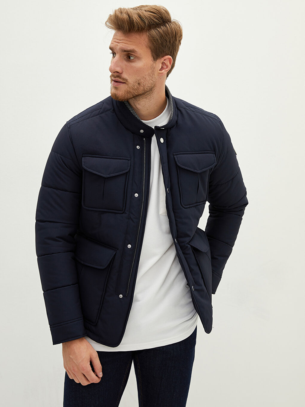 Standard Fit Turtle Neck Thick Men's Coat-3