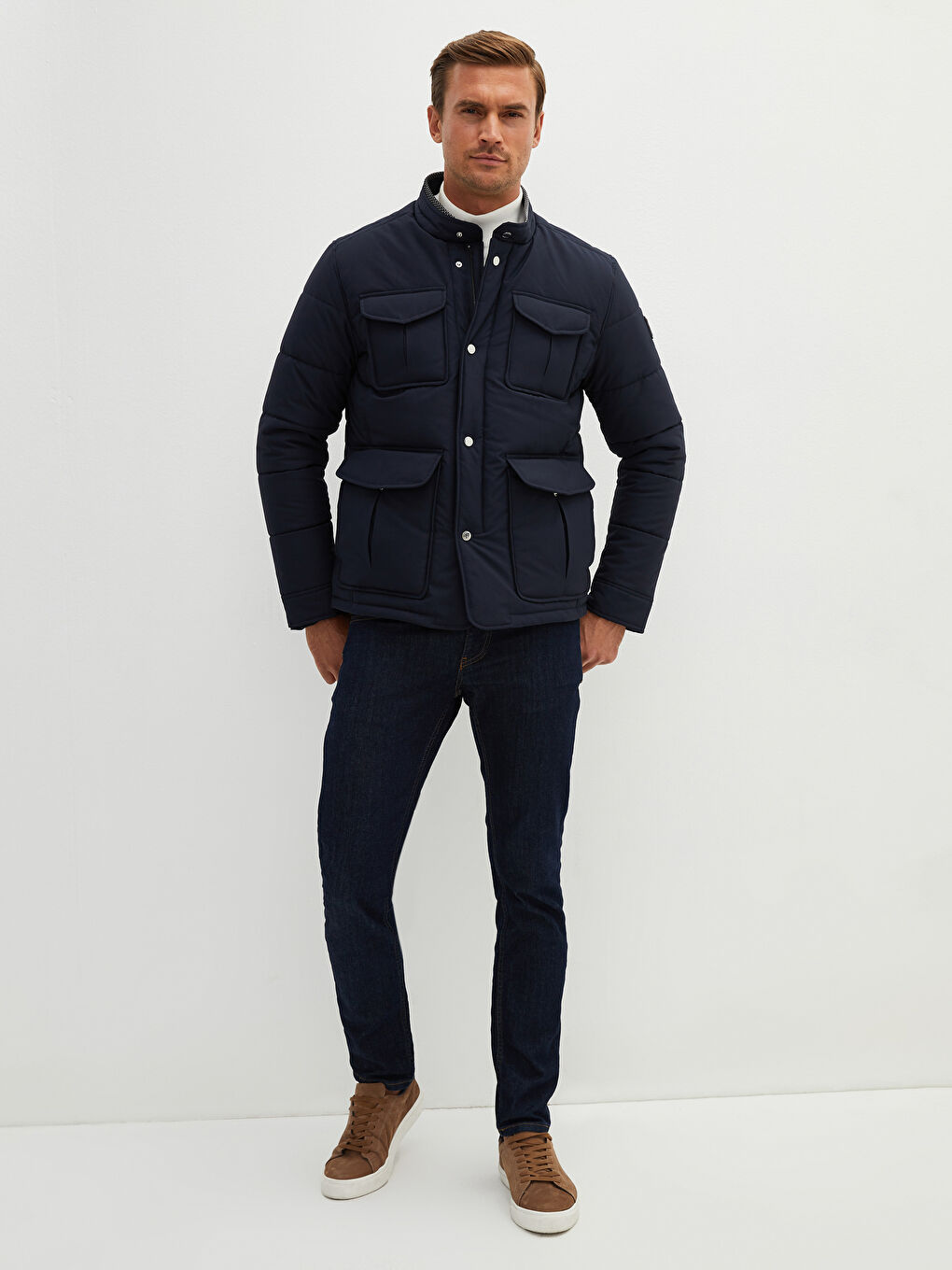 Standard Fit Turtle Neck Thick Men's Coat-4