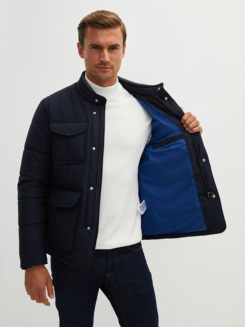 Standard Fit Turtle Neck Thick Men's Coat-6