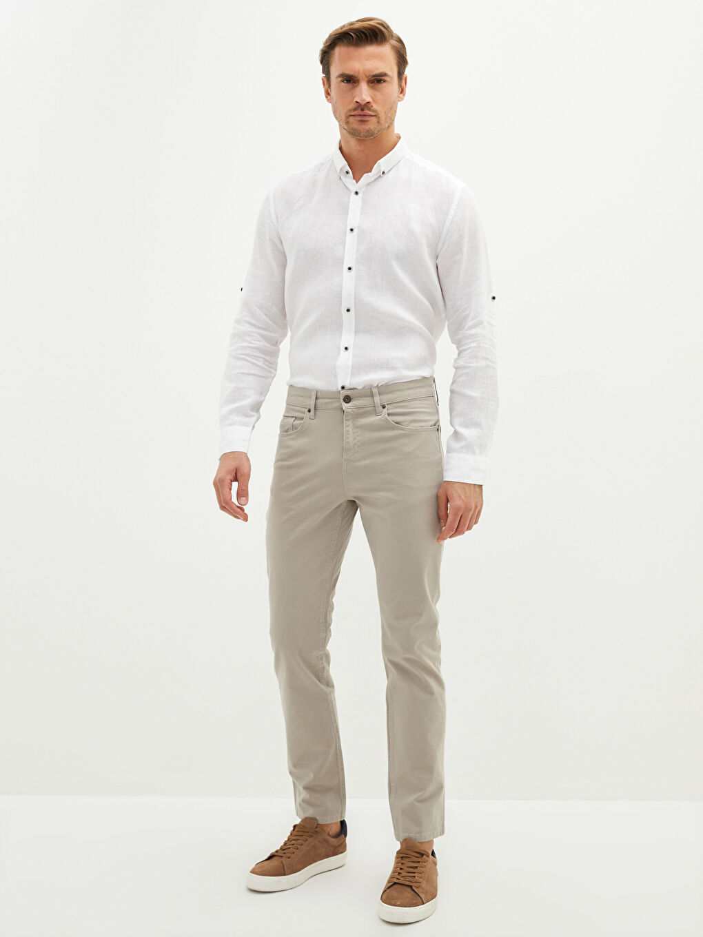Брюки Мужские Slim Fit Из Твила