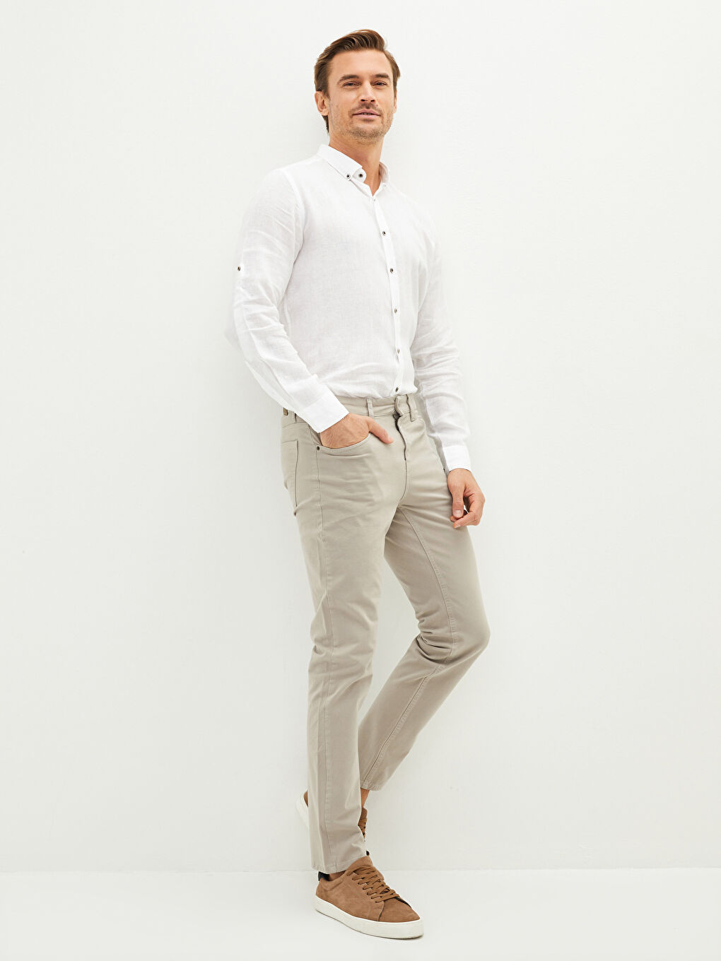 Брюки Мужские Slim Fit Из Твила-1