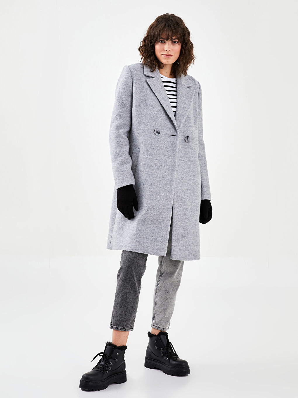 Siyah Dokunmatik Detaylı Slogan Baskılı Kadın Eldiven-2