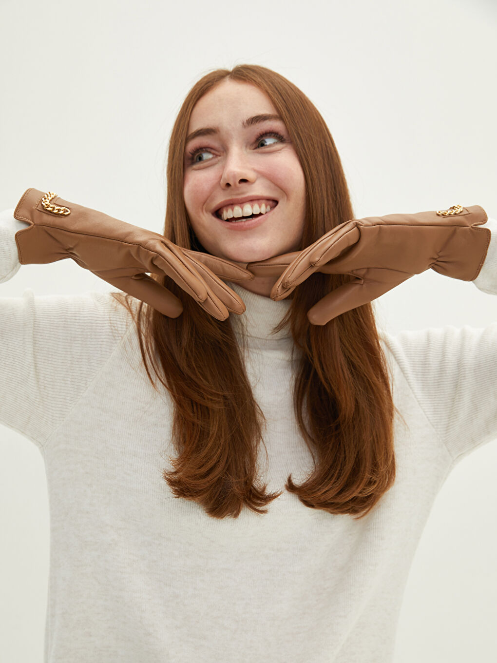 قفازات جلد صناعي للسيدات-2