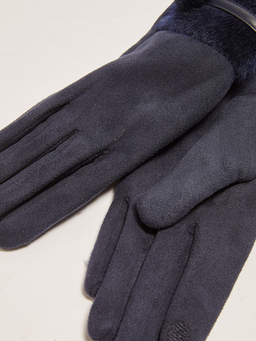 Lacivert Dokunmatik Detaylı Kadın Eldiven-4