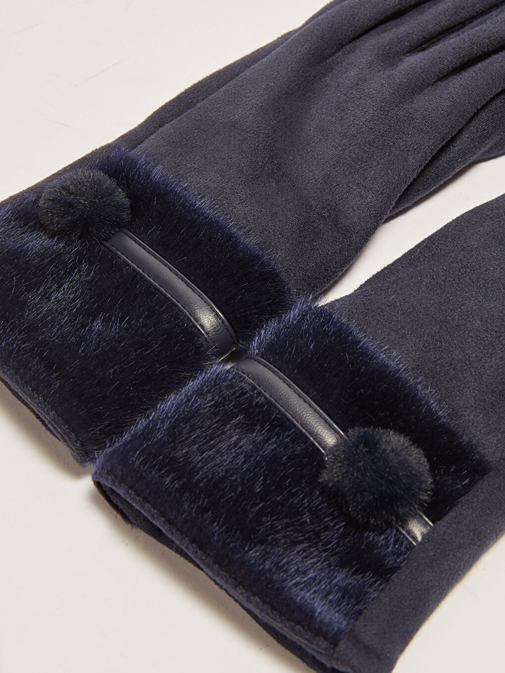 Lacivert Dokunmatik Detaylı Kadın Eldiven-5