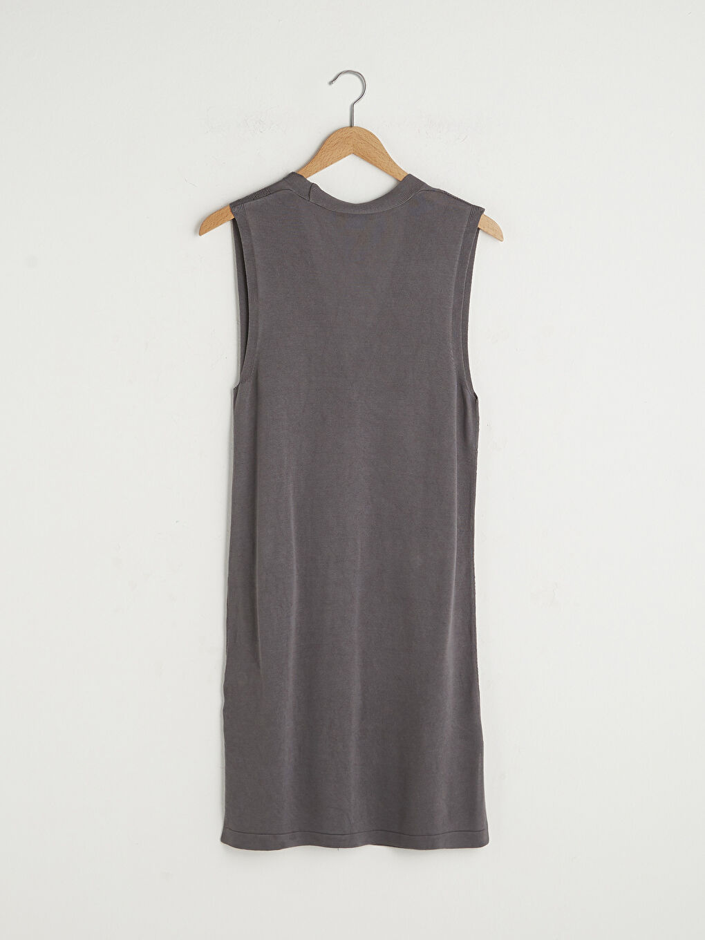 Gri V Yaka Kendinden Desenli Cep Detaylı Kadın Triko Yelek-5