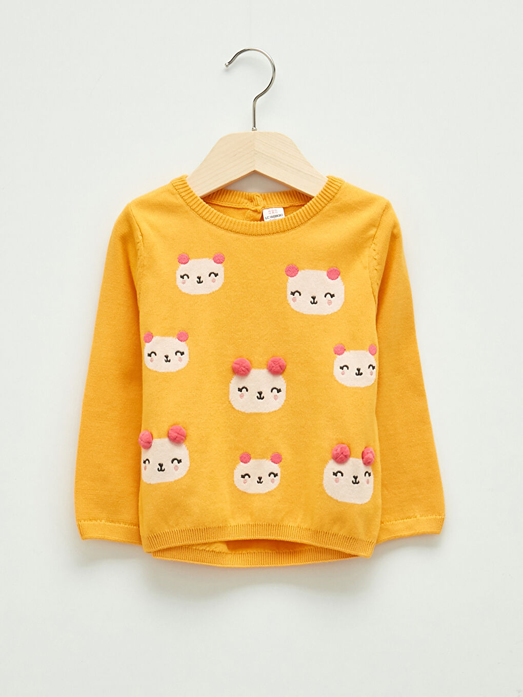 Pull-over en tricot imprimé à manches longues et col rond pour bébé fille