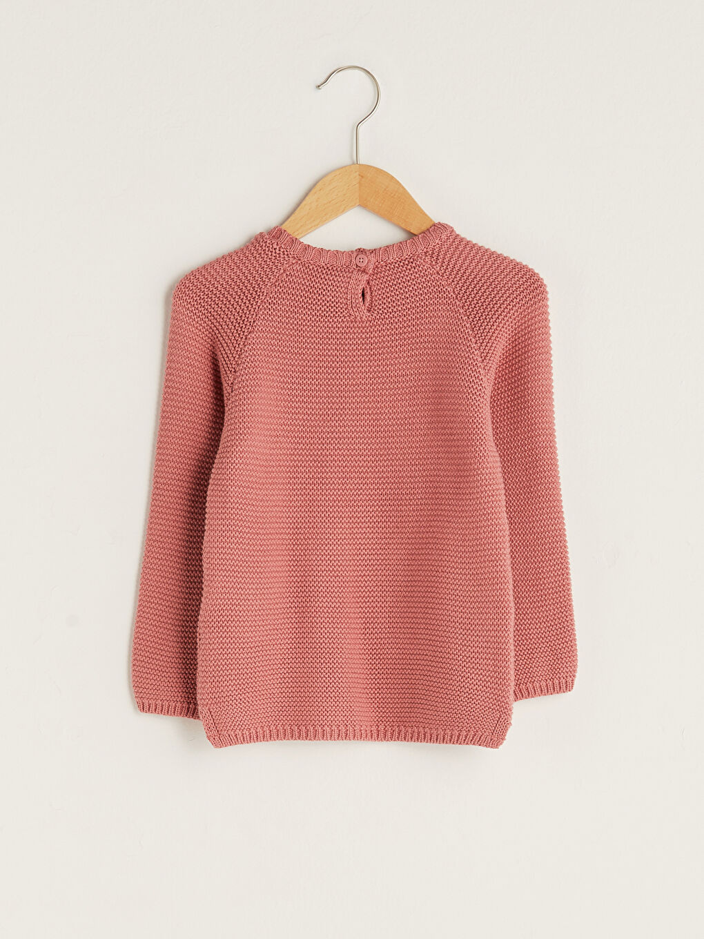 Pembe Bisiklet Yaka Uzun Kollu Pul Detaylı Kız Bebek Triko Kazak-1