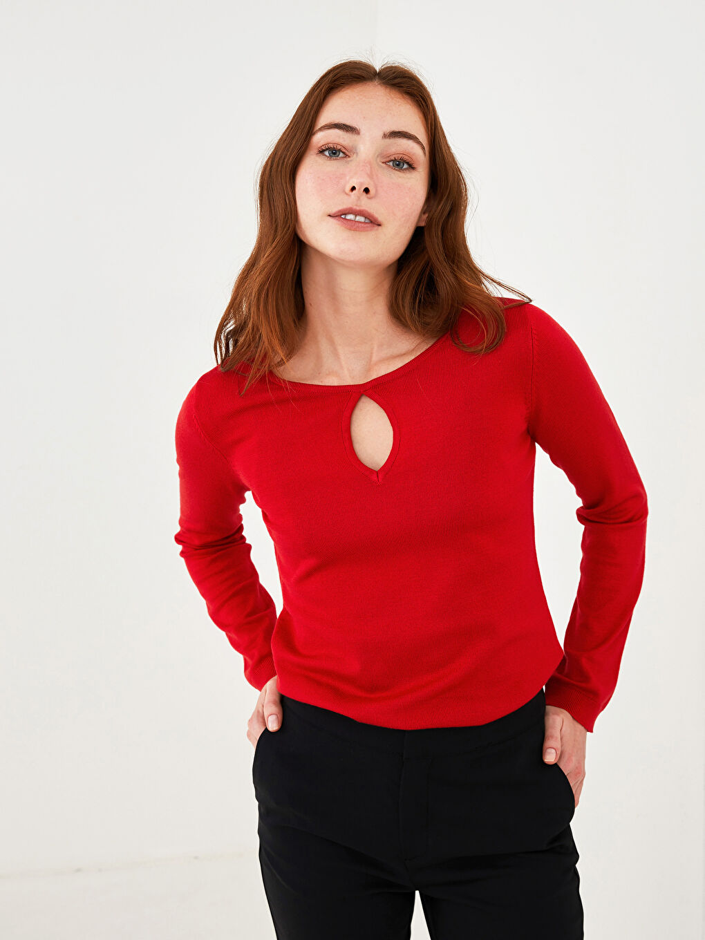 LCWAIKIKI Basic Crew Neck Straight Long Sleeve Women's Knitwear Basic Sweater -W15176Z8-HJY