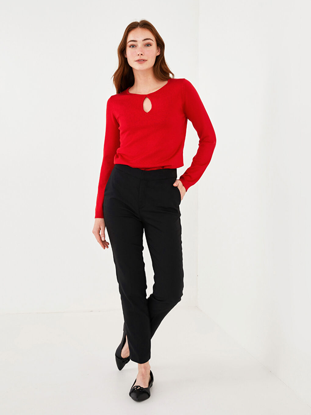 LCWAIKIKI Basic Crew Neck Straight Long Sleeve Women's Knitwear Basic Sweater -W15176Z8-HJY