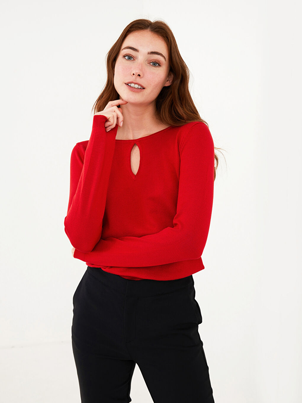 LCWAIKIKI Basic Crew Neck Straight Long Sleeve Women's Knitwear Basic Sweater -W15176Z8-HJY
