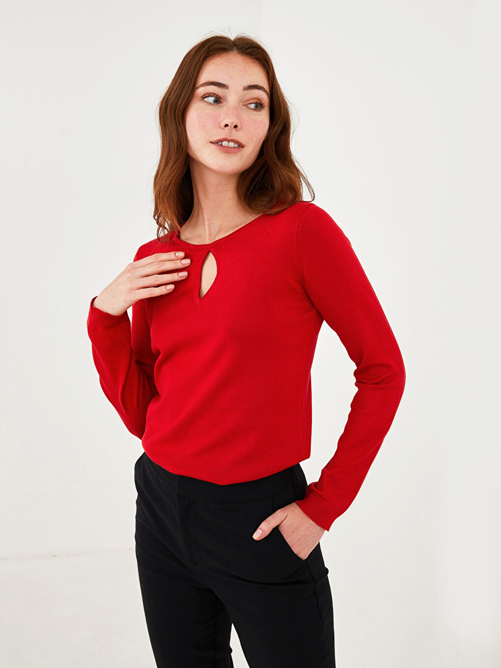 LCWAIKIKI Basic Crew Neck Straight Long Sleeve Women's Knitwear Basic Sweater -W15176Z8-HJY
