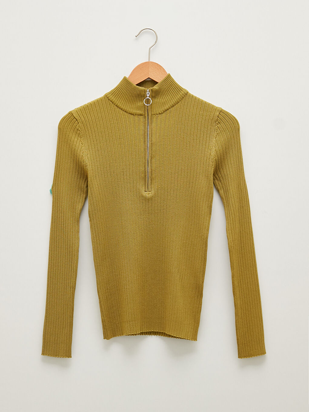Turtleneck Plain Zipper Long Sleeve Women's Knitwear Basic Sweater-6