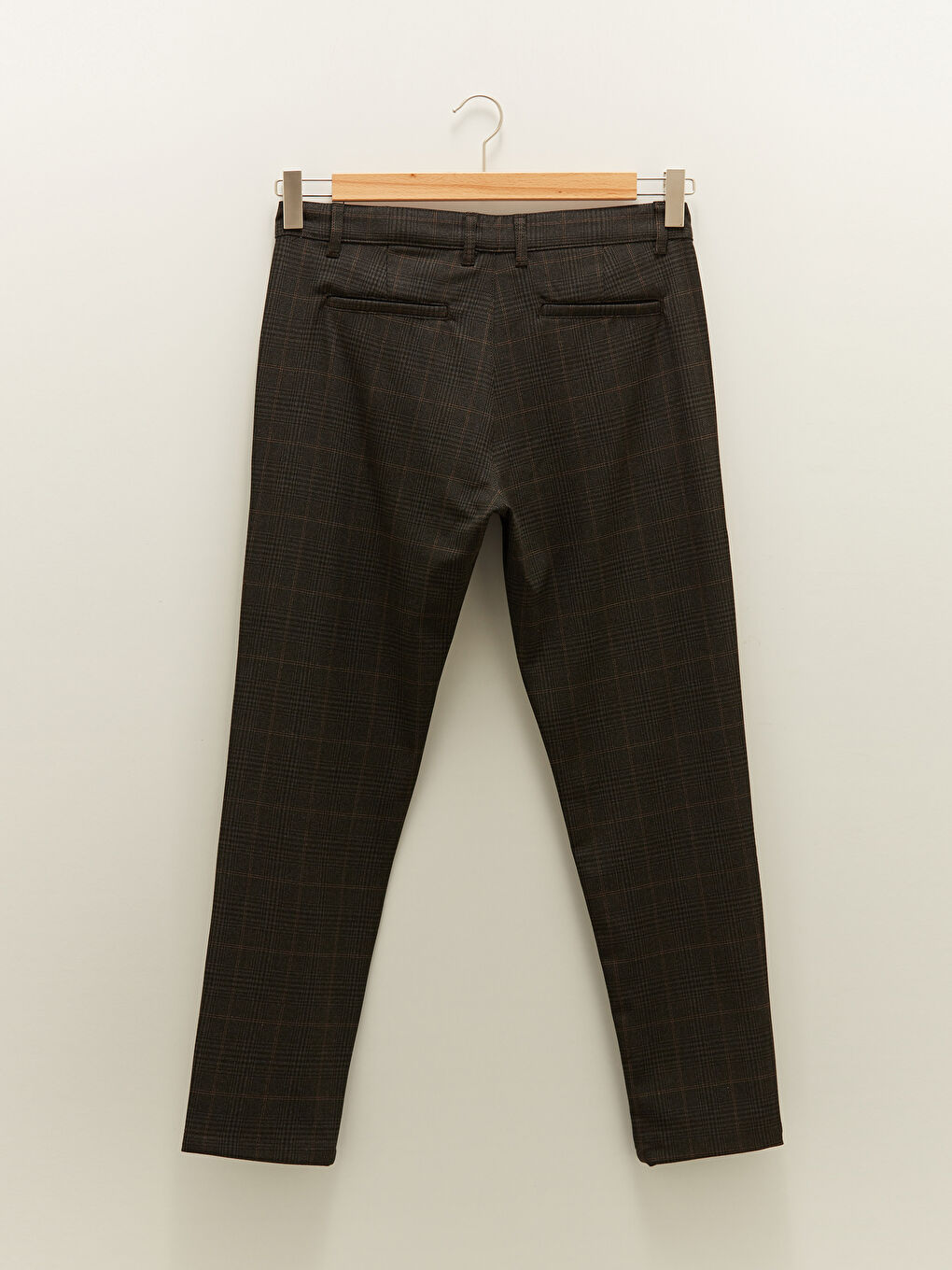 Kahverengi Slim Fit Ekose Erkek Pantolon-6