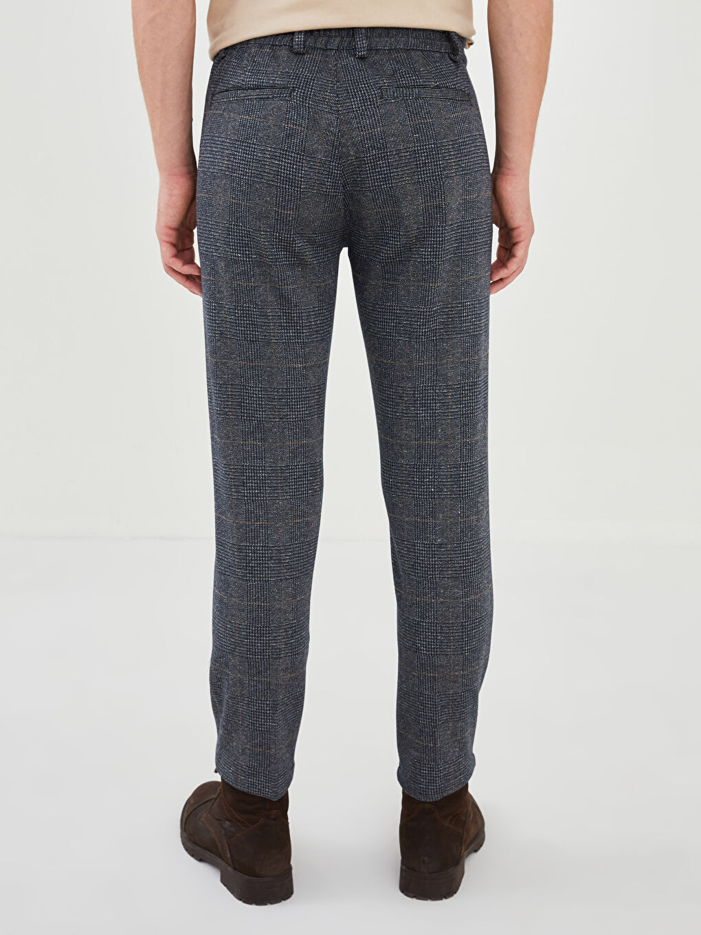 Slim Fit Plaid Men's Trousers-4