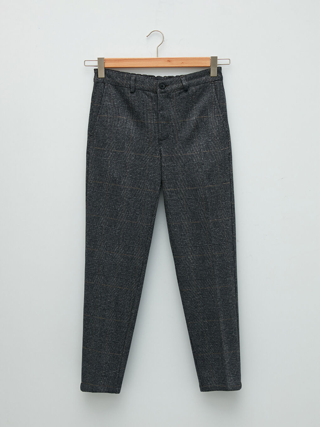 Slim Fit Plaid Men's Trousers-5
