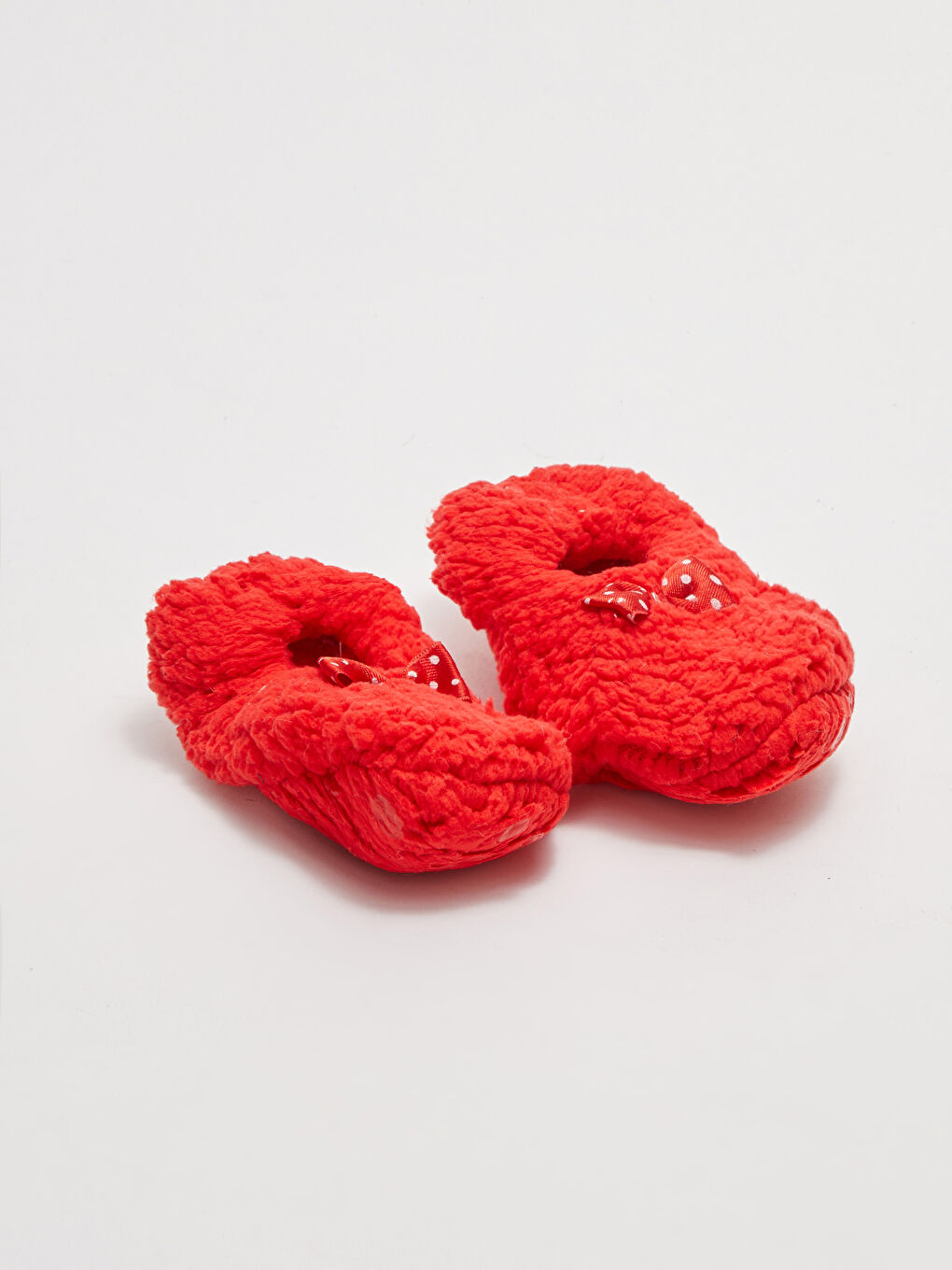 Kırmızı Fiyonk Detaylı Kız Çocuk Ev Terliği