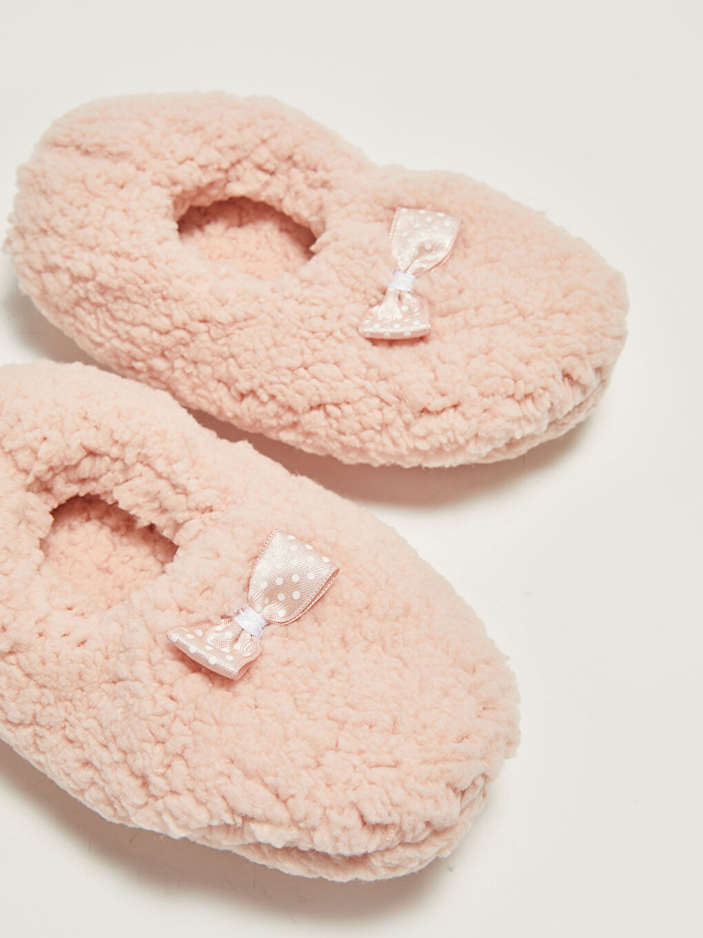 Pembe Fiyonk Detaylı Kız Çocuk Ev Terliği-2