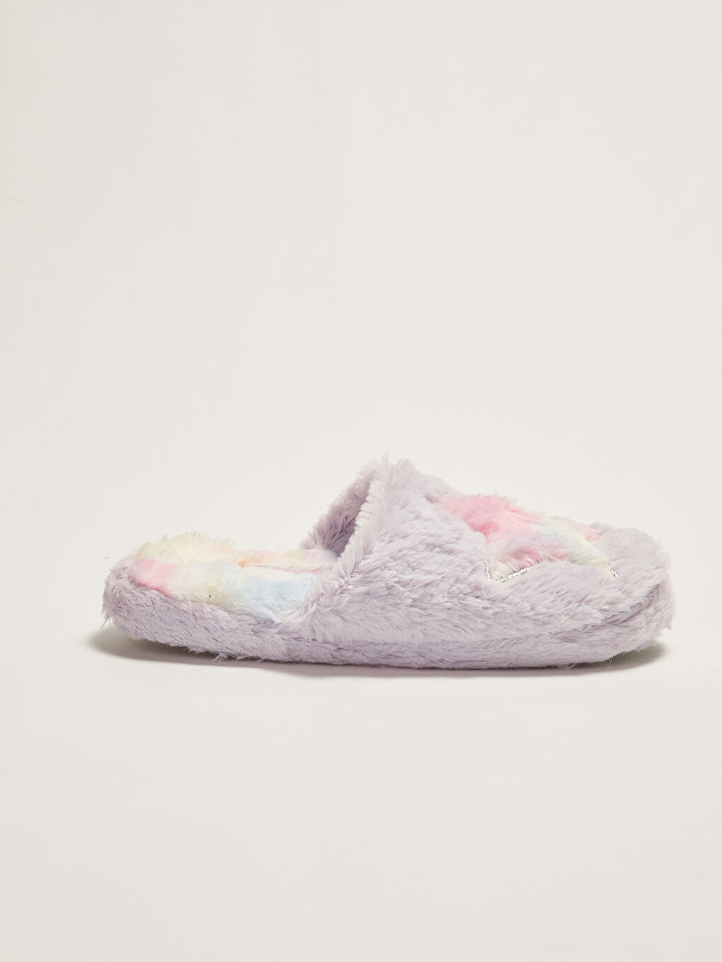 Lila Nakış Detaylı Pelüş Kız Çocuk Ev Terliği-1